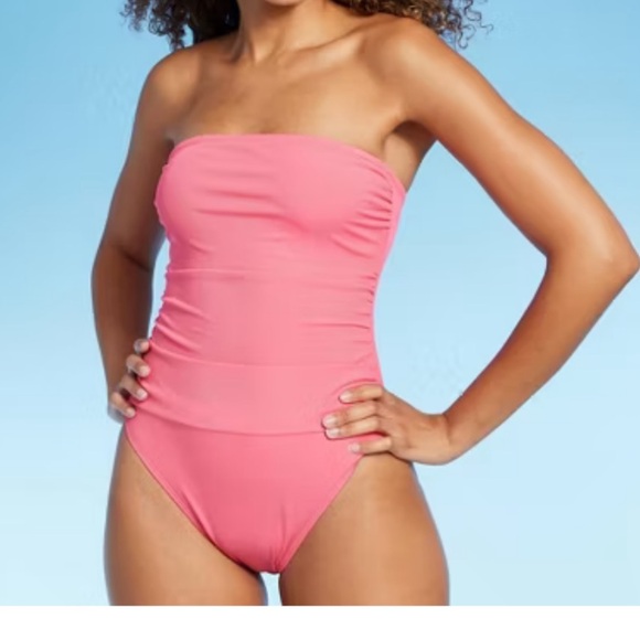 Women's Shirred Ribbed Bandeau Cheeky
One Piece Swimsuit - Shade & Shore - Picture 3 of 5